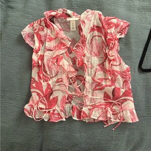 H&M Pink and White Floral Top